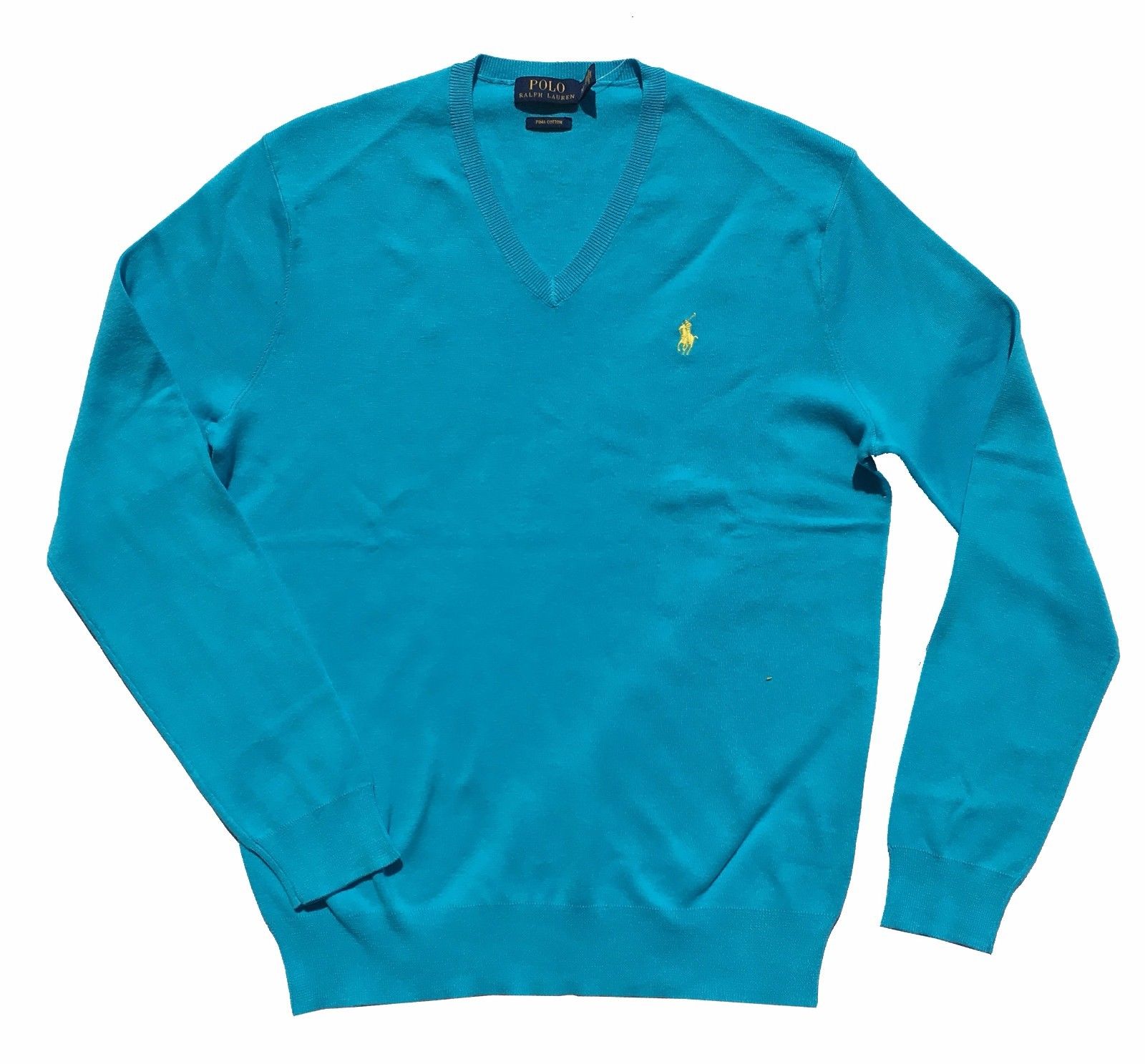 Ralph Lauren Men's Polo V-Neck Pima Cotton Pony Logo Sweater